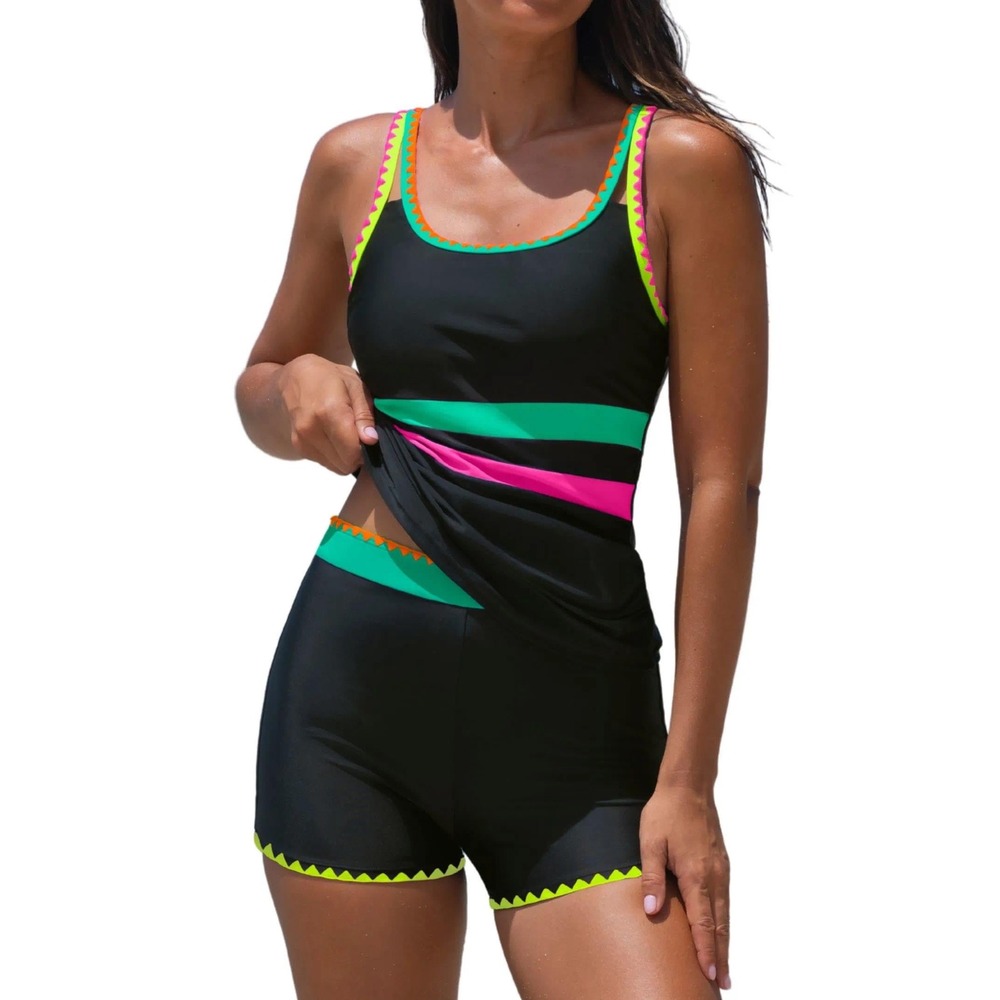 NWT Popvil Modest Tankini Swimsuit Tummy Control 2Pc Swimwear XXL